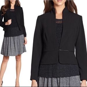 Eileen Fisher | Leather Trim Peplum Blazer Jacket